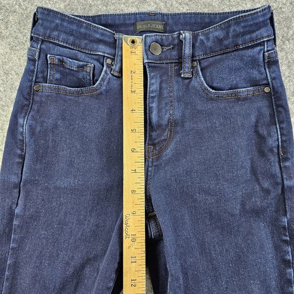 Uniqlo Heattech Jeans Womens Size 23 x 31 (measures 23 x 29) Skinny Dark Rinse - Picture 11 of 15